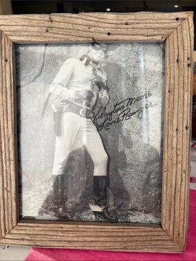 Lone Ranger Rustic Framed Black and White Signed Western Photo